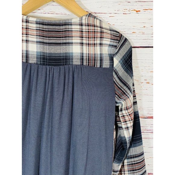 Knox Rose Flannel Top Front Wrap Plaid Shirt Boho Blouse Tassels Womens Small - Picture 9 of 12